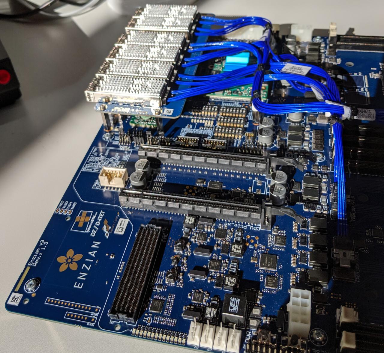 Assembled Enzian 3, PCIe connectors
